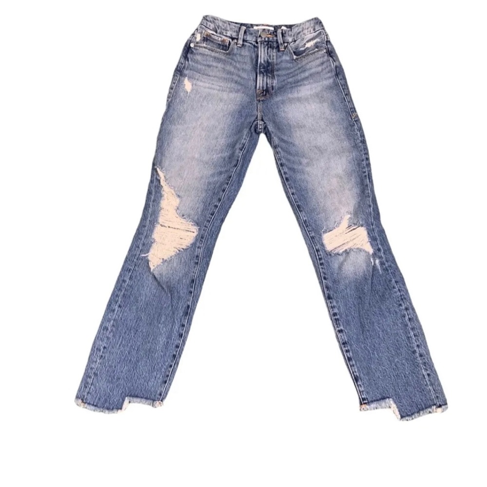 Women’s Good American Vintage Distressed Raw Hem Size 00/24 (24x28) Rise 10.5.
